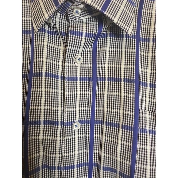 John Randall Collection Mens 2XL XXLButton Down Long Sleeve Blue White Black EUC - Picture 2 of 10